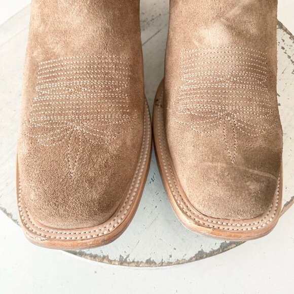 Lane SARATOGA Womens Square Toe Cowboy Boots 10 Latte Suede Western Cowgirl - Picture 6 of 11